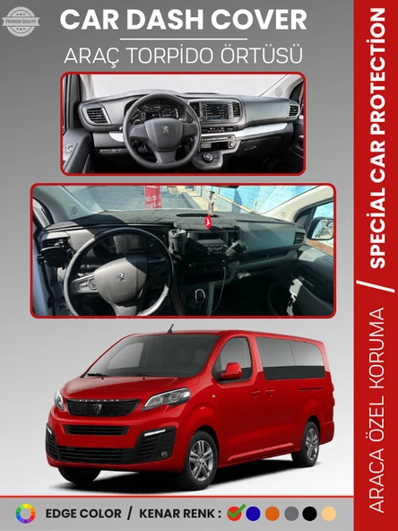 PEUGEOT TRAVELLER (2016-2023) Torpido Örtüsü Panel Koruma Torpido Koruma Tam Uyum Kaymaz Özel Kesim ürün görseli 1