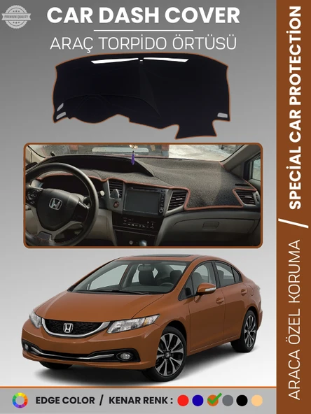 HONDA CIVIC FB7 (2011-2015) Torpido Örtüsü Torpido Koruma Tam Uyum Çatlamayı Önler Kolay Montaj ürün görseli 1