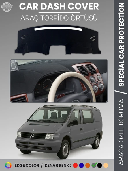MERCEDES VITO W638 (1996-2003) Torpido Örtüsü Premium Kalite Torpido Koruma Özel Kesim UV Koruma ürün görseli 1