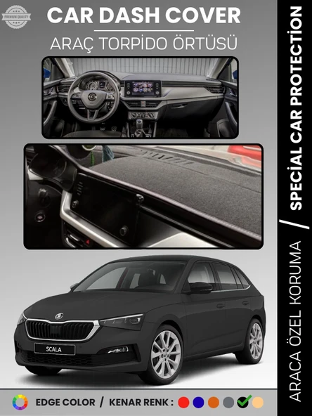 SKODA SCALA (2019-2024) Torpido Örtüsü Ön Göğüs Halı Torpido Koruma Tam Uyum Kaymaz UV Koruma ürün görseli 1