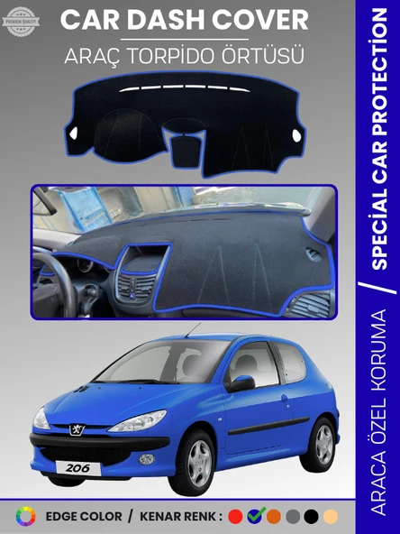 PEUGEOT 206 MAKYAJLI KASA (2003-2009) Torpido Örtüsü Ön Göğüs Torpido Koruma Birebir Uyum Kaymaz ürün görseli 1