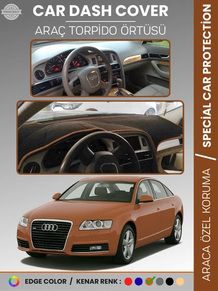 AUDI A6 (2005-2011) Torpido Örtüsü Ön Göğüs Koruma Torpido Koruma Araca Özel Kaymaz Kolay Montaj ürün görseli 1