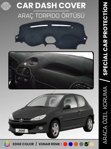 PEUGEOT 206 KÜÇÜK EKRAN (1998-2003) Torpido Örtüsü Ön Göğüs Torpido Koruma Birebir Uyum Kaymaz ürün görseli 1
