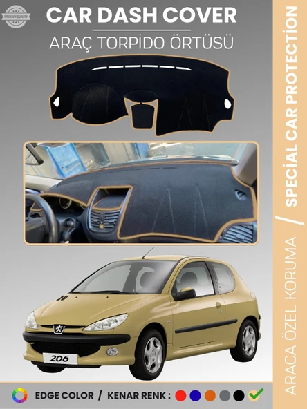 PEUGEOT 206 MAKYAJLI KASA (2003-2009) Torpido Örtüsü Ön Göğüs Torpido Koruma Birebir Uyum Kaymaz ürün görseli 1