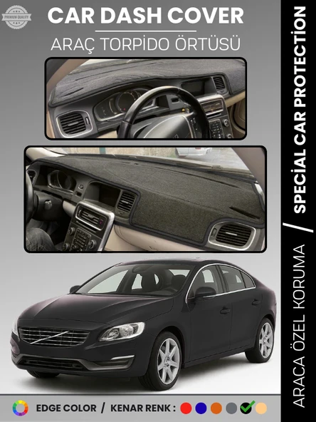 VOLVO S60 (2011-2017) Torpido Örtüsü Ön Göğüs Koruma Torpido Koruma Tam Uyum Araca Özel UV Koruma ürün görseli 1