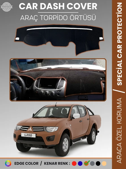 MITSUBISHI L200 (2006-2015) Torpido Örtüsü Ön Göğüs Koruma Araca Özel Tam Uyum Kaymaz ürün görseli 1