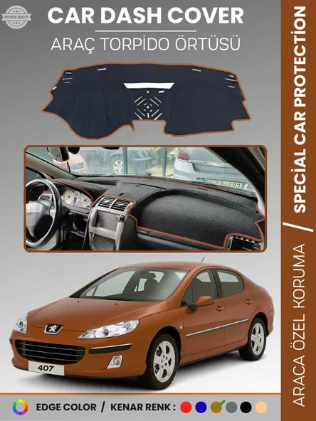 PEUGEOT 407 (2004-2010) Torpido Örtüsü Ön Göğüs Koruma Torpido Koruma Birebir Uyum Kaymaz Özel Kesim ürün görseli 1