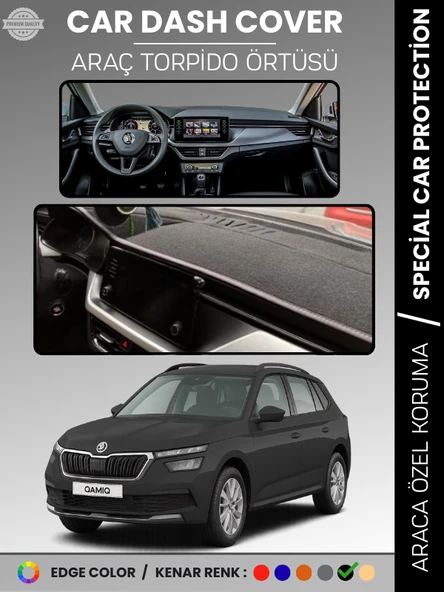 SKODA KAMIQ (2019-2024) Torpido Örtüsü Ön Göğüs Halı Torpido Koruma Birebir Uyum Kaymaz UV Koruma ürün görseli 1