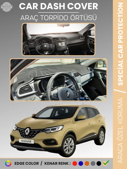 RENAULT KADJAR (2015-2022) Torpido Örtüsü Ön Göğüs Koruma Torpido Koruma Araca Özel Tam Uyum Kaymaz ürün görseli 1