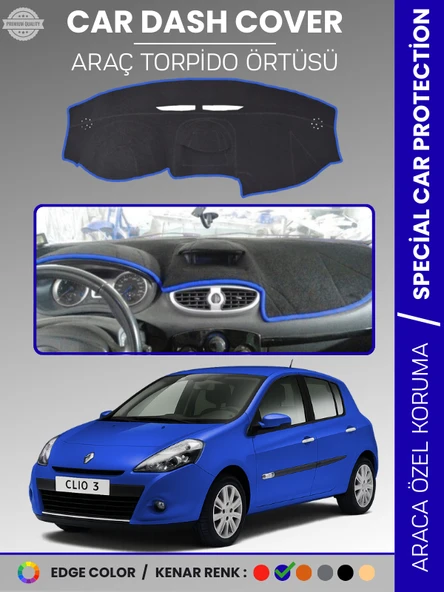 RENAULT CLIO 3 (2009-2014) Torpido Örtüsü Ön Göğüs Koruma Torpido Koruma Birebir Uyum Kaymaz ürün görseli 1