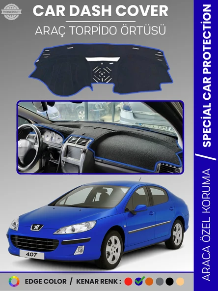 PEUGEOT 407 (2004-2010) Torpido Örtüsü Ön Göğüs Koruma Torpido Koruma Birebir Uyum Kaymaz Özel Kesim ürün görseli 1
