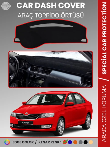 SKODA RAPİD (2013-2017) Torpido Örtüsü Ön Göğüs Halı Torpido Koruma Tam Uyum Kaymaz UV Koruma ürün görseli 1