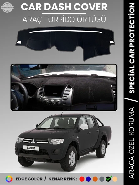 MITSUBISHI L200 (2006-2015) Torpido Örtüsü Ön Göğüs Koruma Araca Özel Tam Uyum Kaymaz ürün görseli 1