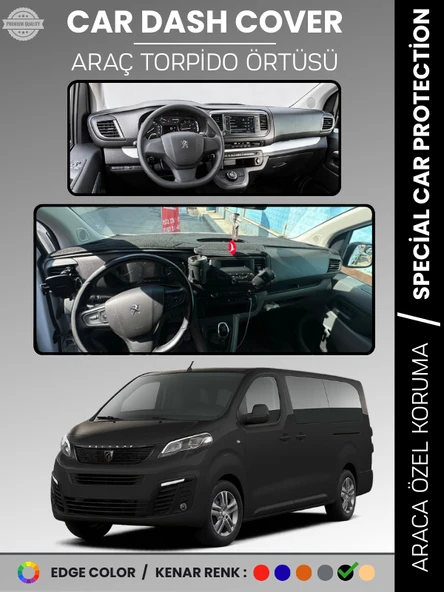 PEUGEOT TRAVELLER (2016-2023) Torpido Örtüsü Panel Koruma Torpido Koruma Tam Uyum Kaymaz Özel Kesim ürün görseli 1