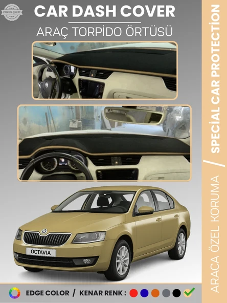 SKODA OCTAVIA A7 (2013-2019) Torpido Örtüsü Ön Göğüs Halı Torpido Koruma Tam Uyum Kaymaz UV Koruma ürün görseli 1
