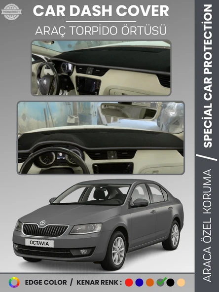 SKODA OCTAVIA A7 (2013-2019) Torpido Örtüsü Ön Göğüs Halı Torpido Koruma Tam Uyum Kaymaz UV Koruma ürün görseli 1