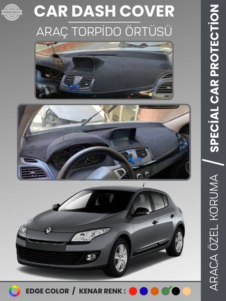 RENAULT MEGANE 3 NAVİGASYONLU BUYUK EKRANLI (2008-2015)  Torpido Örtüsü Ön Göğüs Torpido Koruma ürün görseli 1
