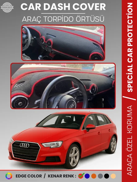AUDİ A3 (2013-2020) Torpido Örtüsü Ön Göğüs Koruma Torpido Koruma Araca Özel Kaymaz Kolay Montaj ürün görseli 1