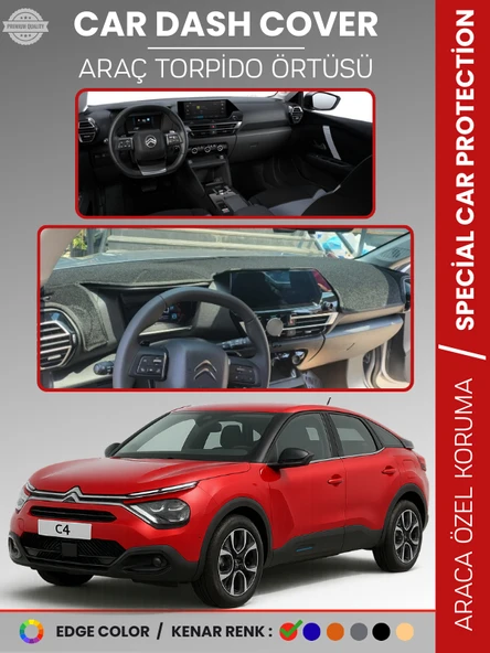CITROEN C4 (2020-2025) Torpido Örtüsü Ön Göğüs Koruma Araca Özel Çatlamayı Önler Kaymaz Kolay Montaj ürün görseli 1