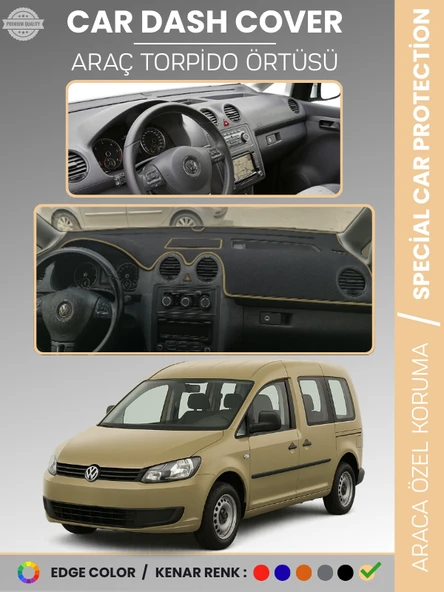 VOLKSWAGEN CADDY (2004-2015) Torpido Örtüsü Ön Göğüs Koruma Torpido Koruma Tam Uyum Çatlamayı Önler ürün görseli 1