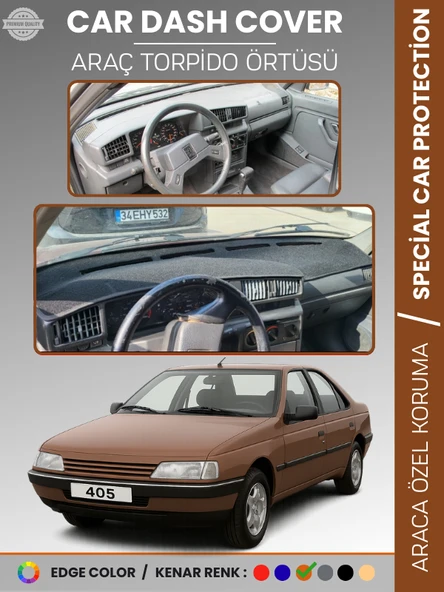 PEUGEOT 405 (1987-1992) Torpido Örtüsü Ön Panel Koruma Tam Uyum UV Koruma Kaymaz Kolay Montaj ürün görseli 1