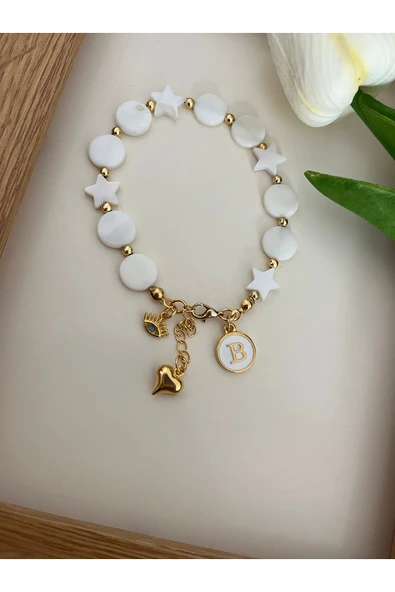 nergis collection Kadın Taşı Charfli Harfli Kişiye Özel Tasarım Bileklik Tüm Harflerimiz Mevcuttur ürün görseli 1