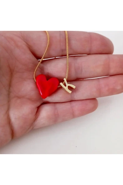 nergis collection Murano Kırmızı Kalp Kolye ürün görseli 1