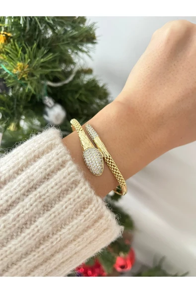 nergis collection 14K KELEPÇE BİLEKLİK YILAN ÇELİK KADIN VİP BİLEKLİK ürün görseli 1