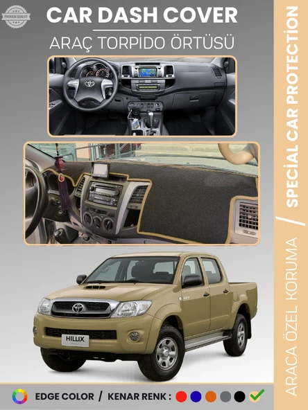 TOYOTA HILUX (2005-2014) Torpido Örtüsü Panel Halısı Torpido Koruma Tam Uyum UV Koruma Kaymaz ürün görseli 1