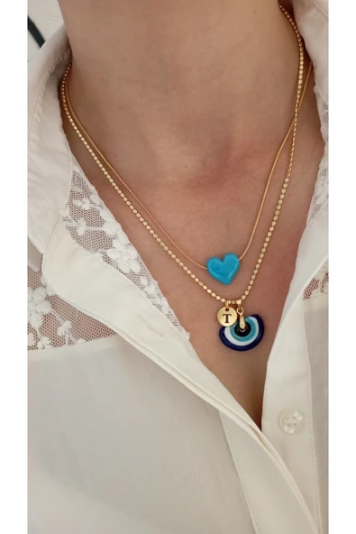nergis collection Murano Mavi Kalp Kolye? Murano Nazar Kolye ? ürün görseli 1