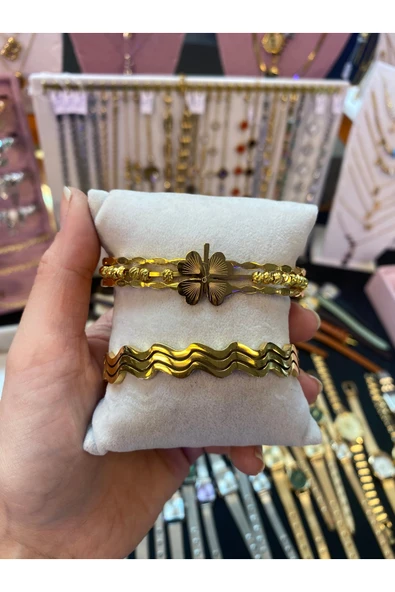 nergis collection Çelik Zikzak Kelepçe Bileklik ürün görseli 1