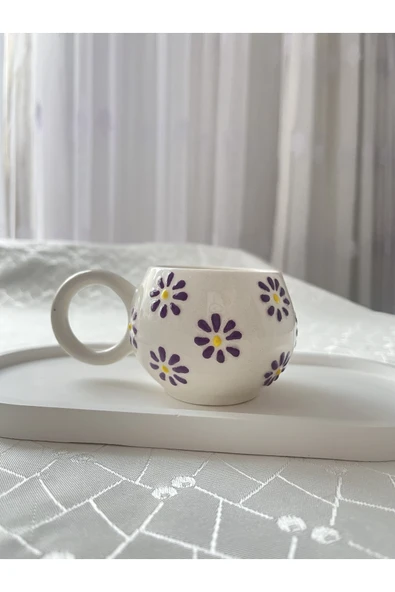 nergis collection Mor Papatyalı Çay Kahve Fincanı 180 ml ürün görseli 1