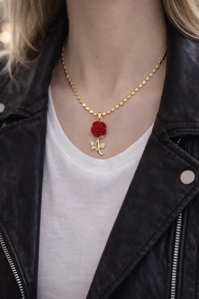 nergis collection Kadın Tasarım Gül Detaylı Kolye ürün görseli 1