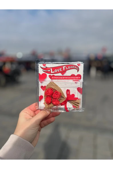 nergis collection Sevgililer Günü Love Flowers Hot Flowers Sevgiliye Çiçek Arkası Aynalı Hediyelik Kırmızı Gül ürün görseli 1