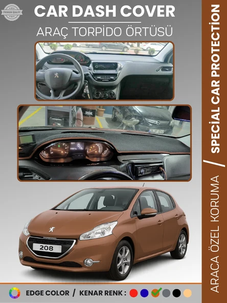 PEUGEOT 208 A9 (2012-2019) Torpido Örtüsü Ön Panel Koruma Tam Uyum UV Koruma Kaymaz Kolay Montaj ürün görseli 1