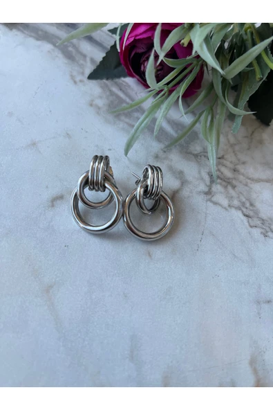 nergis collection Çelik Vintage Gümüş Kadın Küpe ürün görseli 1