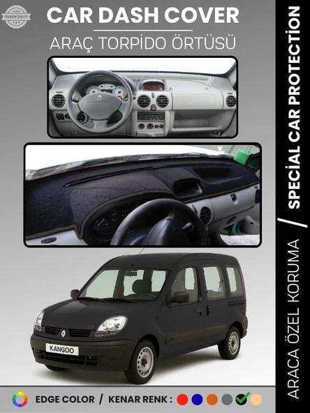 RENAULT KANGOO (1997-2008) AIRBAGSIZ Torpido Örtüsü Ön Panel Koruma Tam Uyum UV Koruma Kaymaz ürün görseli 1