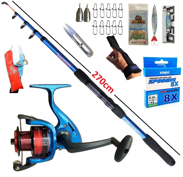 Piranha Travel 270cm 50-150gr Oslo 3000 Tele Spin Olta Takımı Seti ürün görseli 1