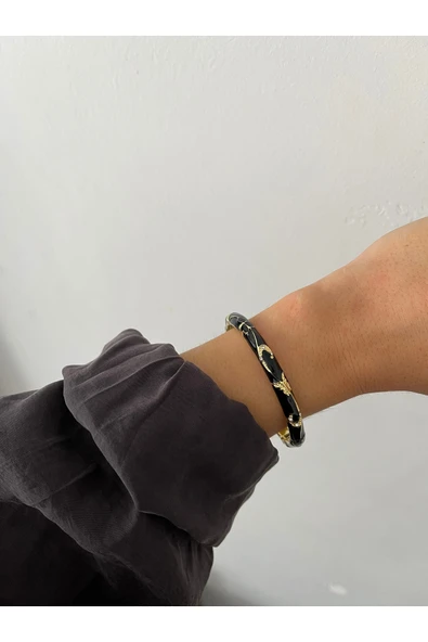 nergis collection Kadın Siyah Mineli Bilezik Gold Mineli Bilezik ürün görseli 1