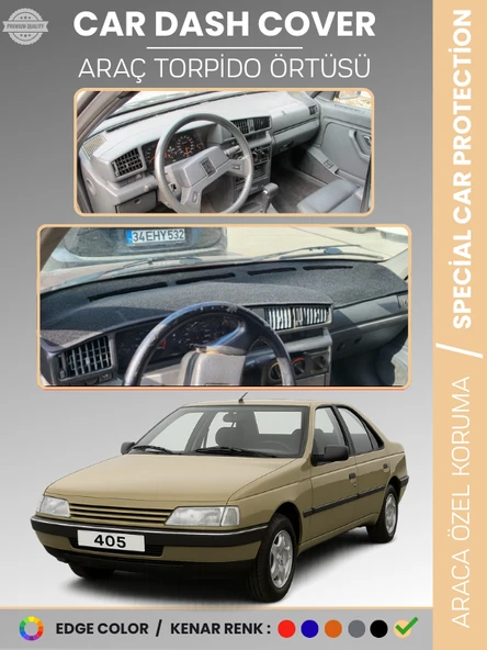 PEUGEOT 405 (1987-1992) Torpido Örtüsü Ön Panel Koruma Tam Uyum UV Koruma Kaymaz Kolay Montaj ürün görseli 1