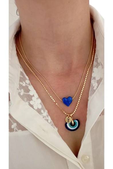 nergis collection Murano Nazar - Lacivert Kalp Kolye ürün görseli 1