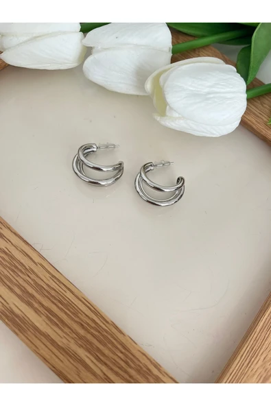 nergis collection Kadın Çoklu Görünüm Çelik Gümüş Küpe ürün görseli 1