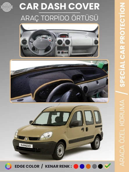 RENAULT KANGOO (1997-2008) AIRBAGSIZ Torpido Örtüsü Ön Panel Koruma Tam Uyum UV Koruma Kaymaz ürün görseli 1
