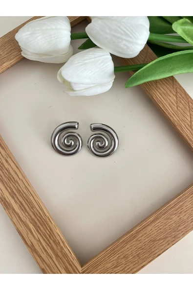 nergis collection Kadın Gümüş Tasarım Spiral Küpe ürün görseli 1