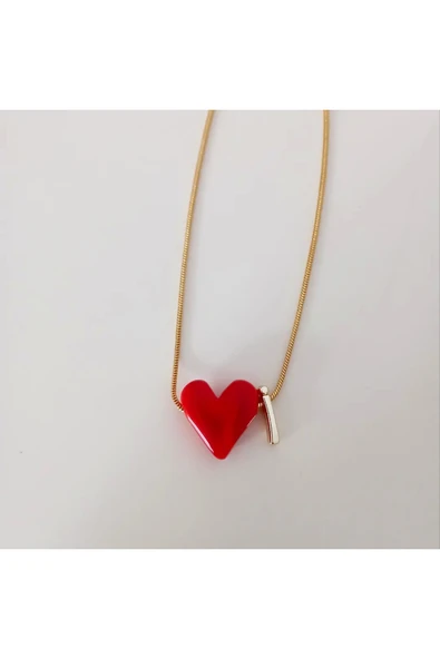 nergis collection Murano Kırmızı Kalp Kolye ürün görseli 1