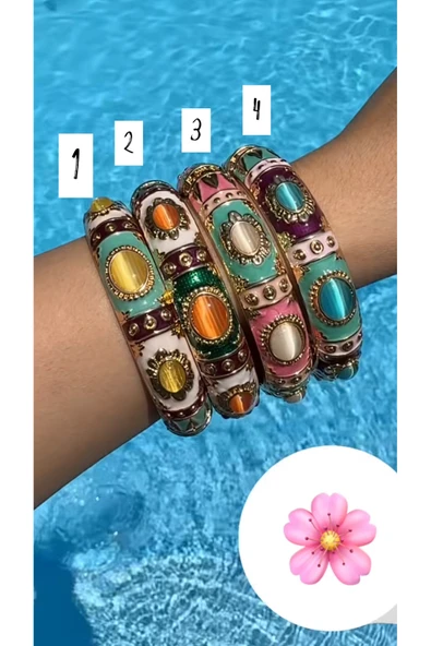 nergis collection Kadın Özel Seri Opal Taş Vintage Bileklik ( İç Çap: 6 Cm ) ürün görseli 1