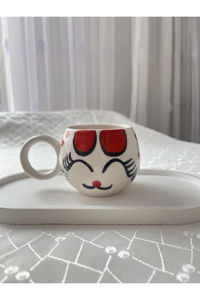 nergis collection El Yapımı Kedili Kahve Fincanı 180 cc ürün görseli 1