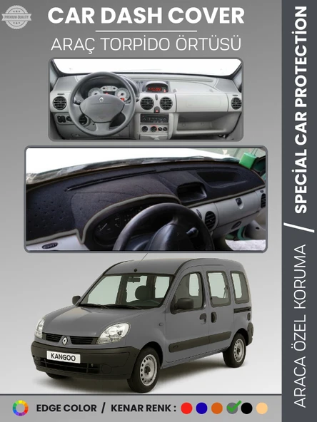 RENAULT KANGOO (1997-2008) AIRBAGSIZ Torpido Örtüsü Ön Panel Koruma Tam Uyum UV Koruma Kaymaz ürün görseli 1