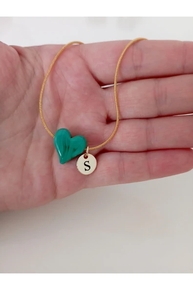 nergis collection Murano Yeşil Kalp Kolye ürün görseli 1