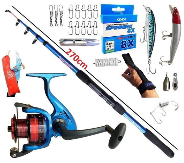 Piranha Travel 270cm 50-150gr Oslo 3000 Rapala Maket Balık Tele Spin Olta Takımı Seti ürün görseli 1